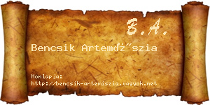 Bencsik Artemíszia névjegykártya