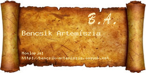 Bencsik Artemíszia névjegykártya